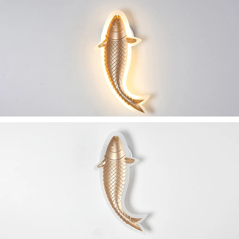 applique murale moderne led acrylique en forme de poisson décorative