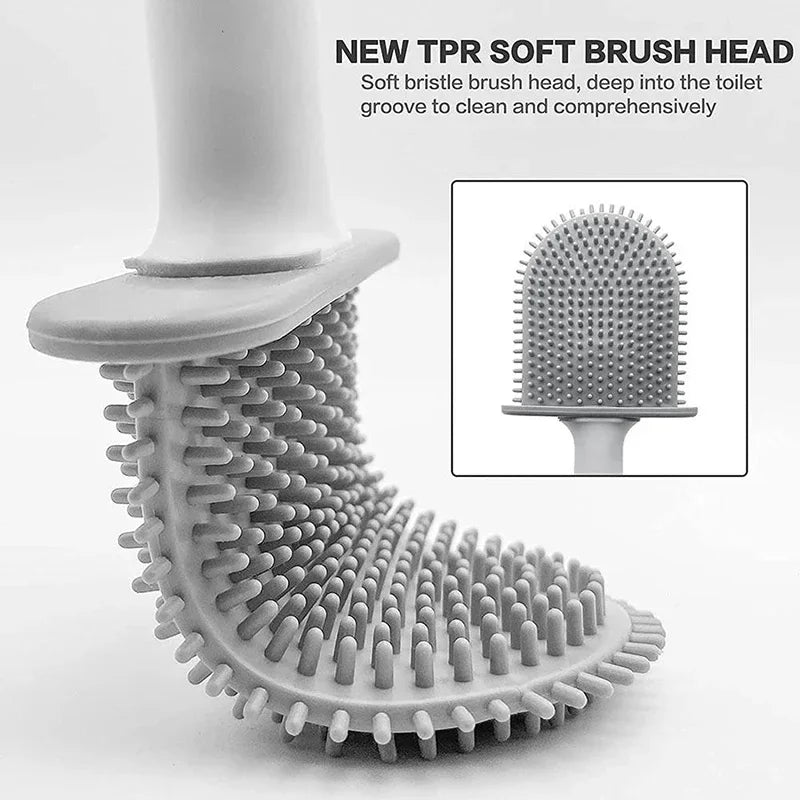 brosse de toilette suspendue en silicone avec support séchage rapide