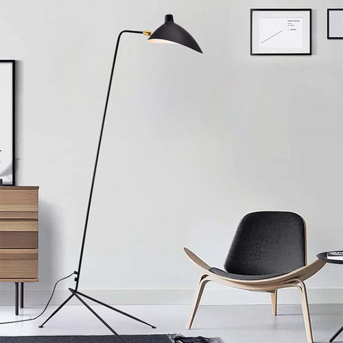 lampadaire minimaliste blakc en métal avec abat-jour rotatif