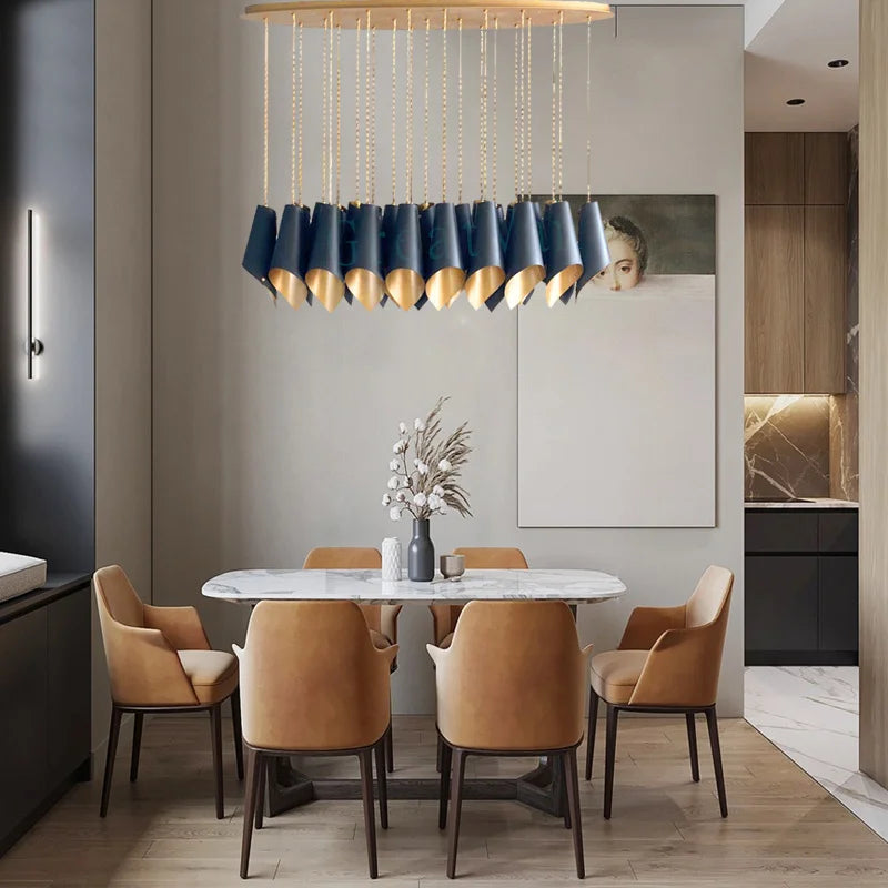 lustre postmoderne en acier inoxydable led personnalisé