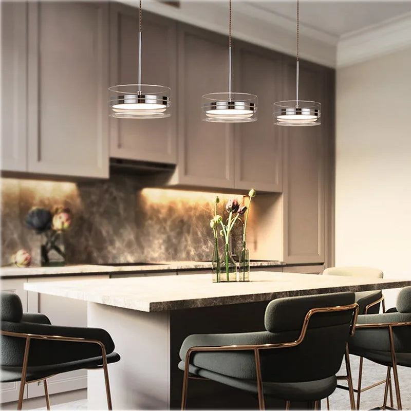suspension led style avec cordon réglable acrylique rond