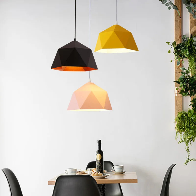 lustre nordique macarone géométrique led décoratif suspendu