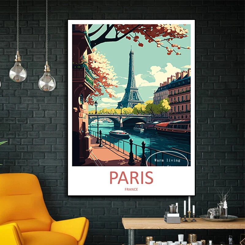 affiche de voyage sur toile paysages urbains du monde