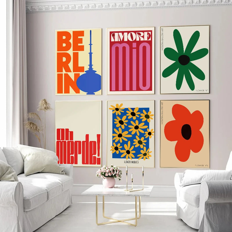 affiches dart mural abstrait floral pour décoration intérieure