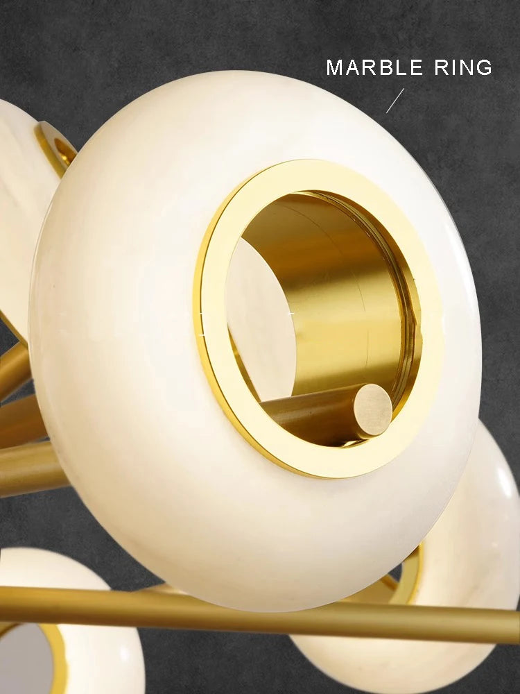lustre de luxe en marbre à anneaux multiples pour décoration