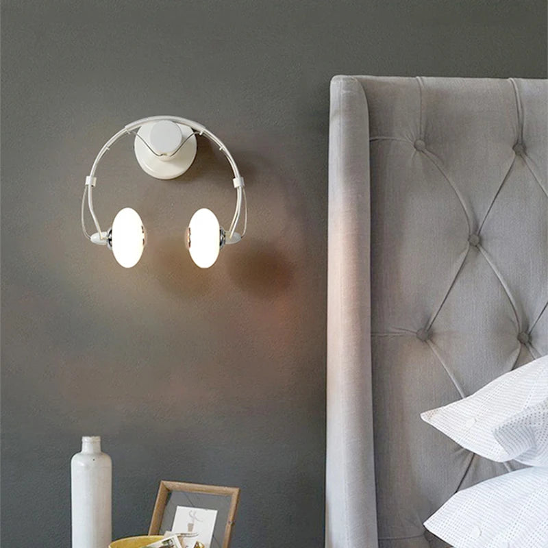 Applique murale LED créative en forme de casque audio