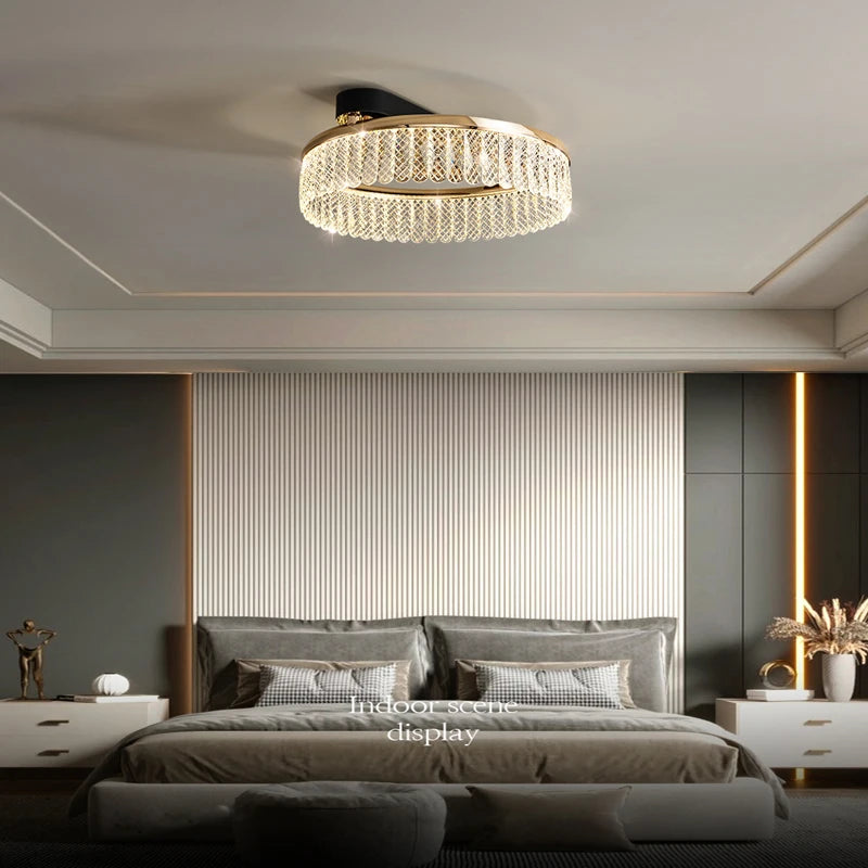 lustre led en cristal losange rond à plusieurs anneaux luxueux