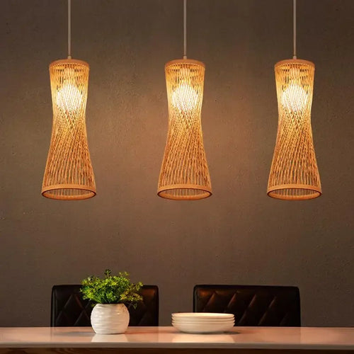 lustre en bambou japonais style chinois en rotin tissé
