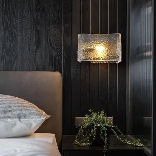 applique murale carrée en verre à motif d'eau pour éclairage intérieur moderne