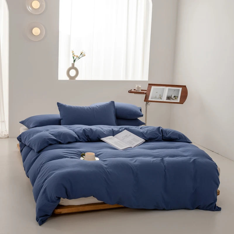 parure de lit en coton japonais doux avec housse et taies d'oreiller