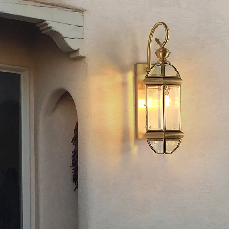 Applique extérieure Villa couloir or cuivre rétro luxe jardin extérieur mur jardin passerelle Simple balcon porte terrasse lampe