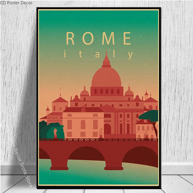 affiche vintage des villes du monde architecture et monuments