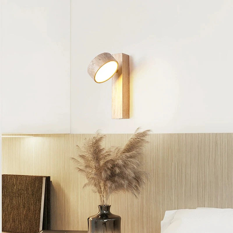 Applique murale bois noyer led rotatif tirer