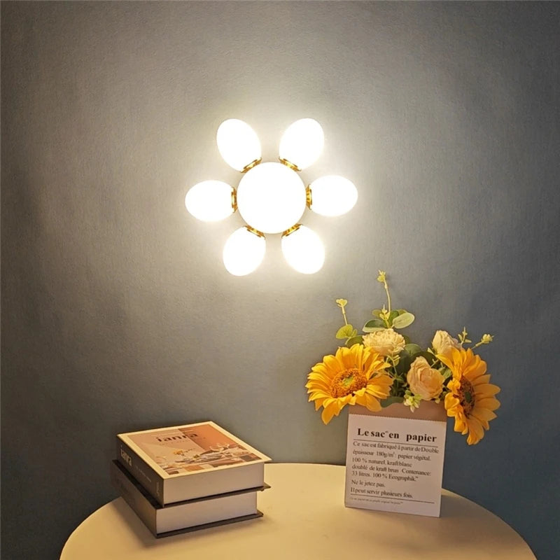plafonnier moderne en verre tournesol pour chambre d'enfant décoratif