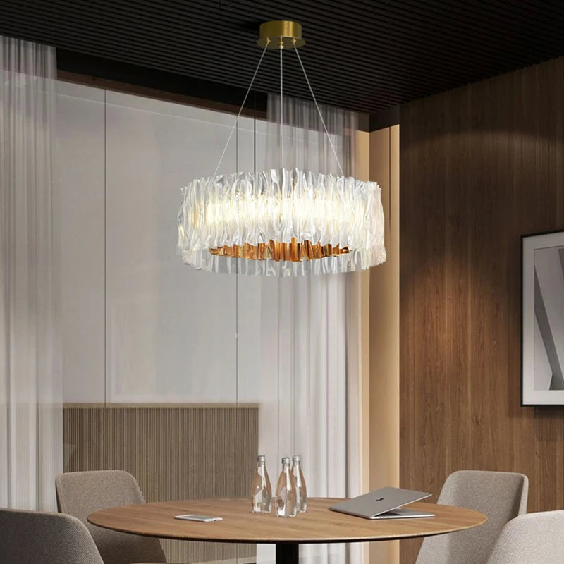 lustre nordique acrylique rond en acier inoxydable moderne