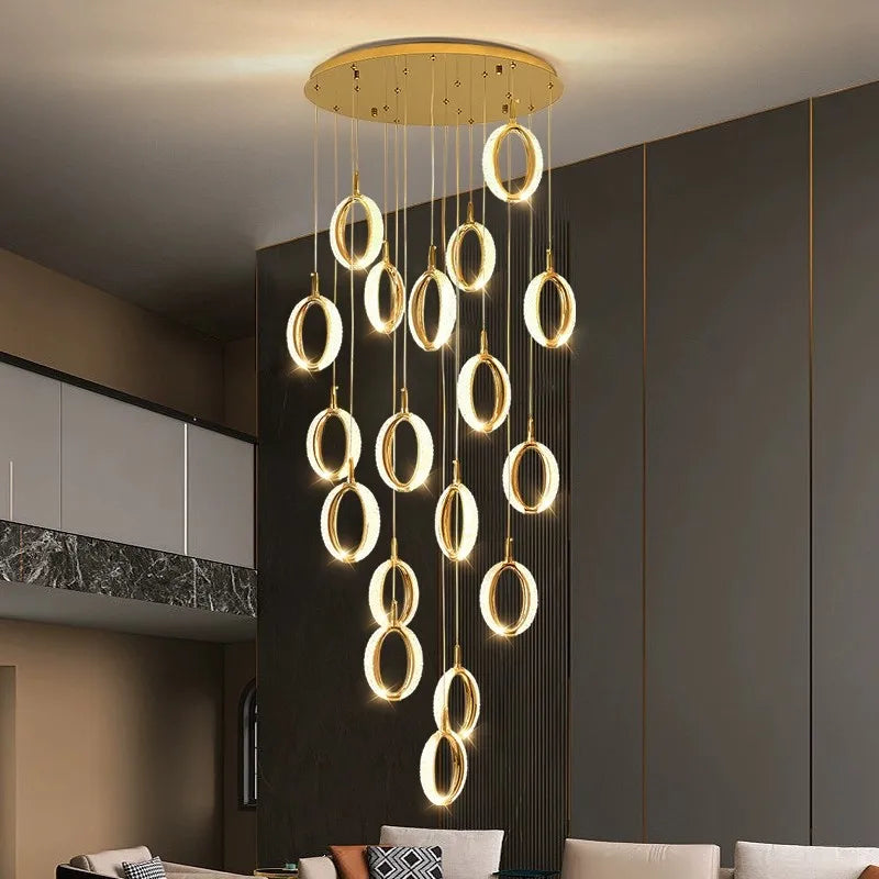 lustre moderne long grande rotation pour villa duplex