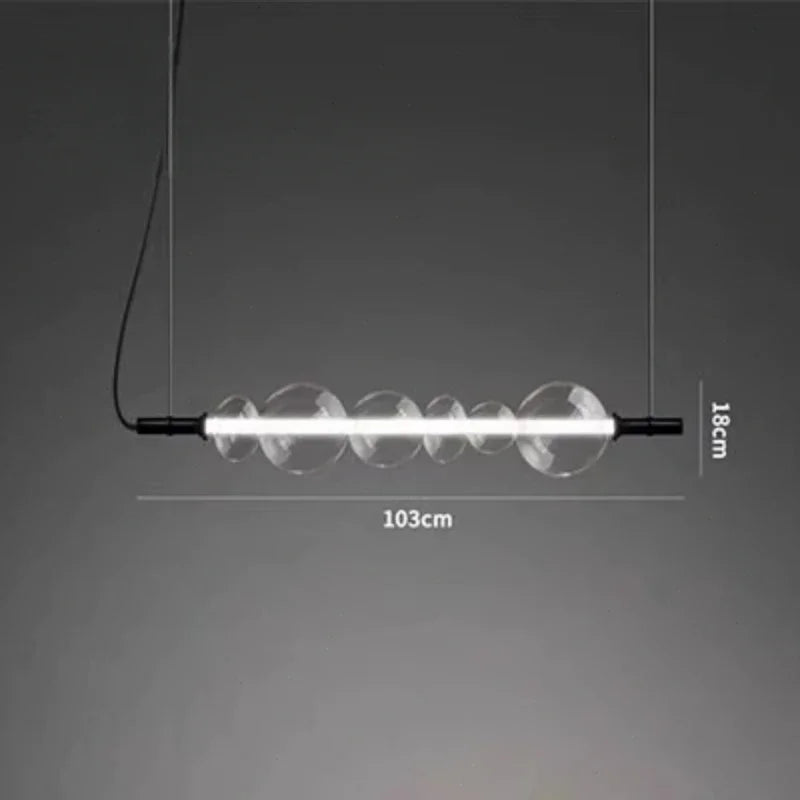 lustre moderne en bande de verre avec lumière led pour décoration maison