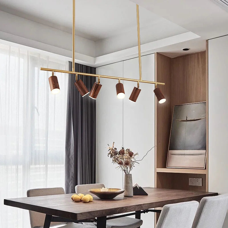 lustre led moderne en bois de noyer pour décoration maison
