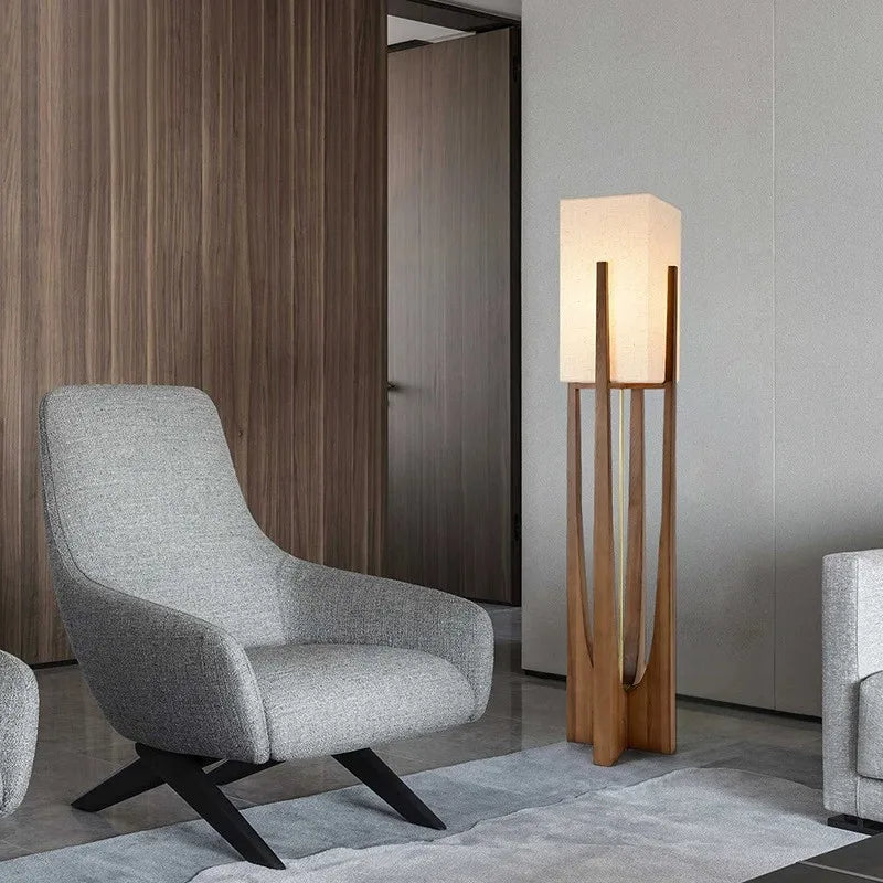 Lampadaire en bois chinois salon chambre canapé chevet lampe de Table verticale nordique en bois massif Led lampe sur pied décor de pièce