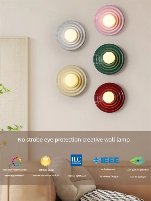 applique murale led rétro en résine luminaire mural rond japonais