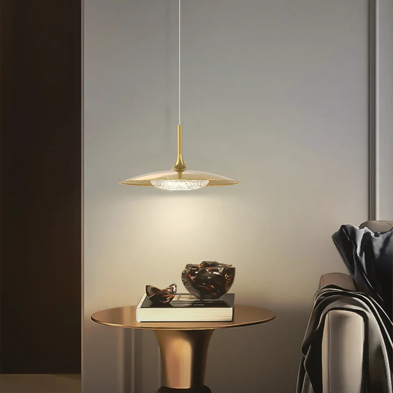 lustre moderne intérieur décor cuivre led suspension or