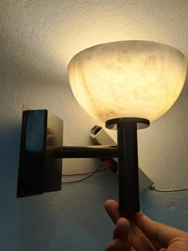 applique murale circulaire en marbre et cuivre style antique moderne