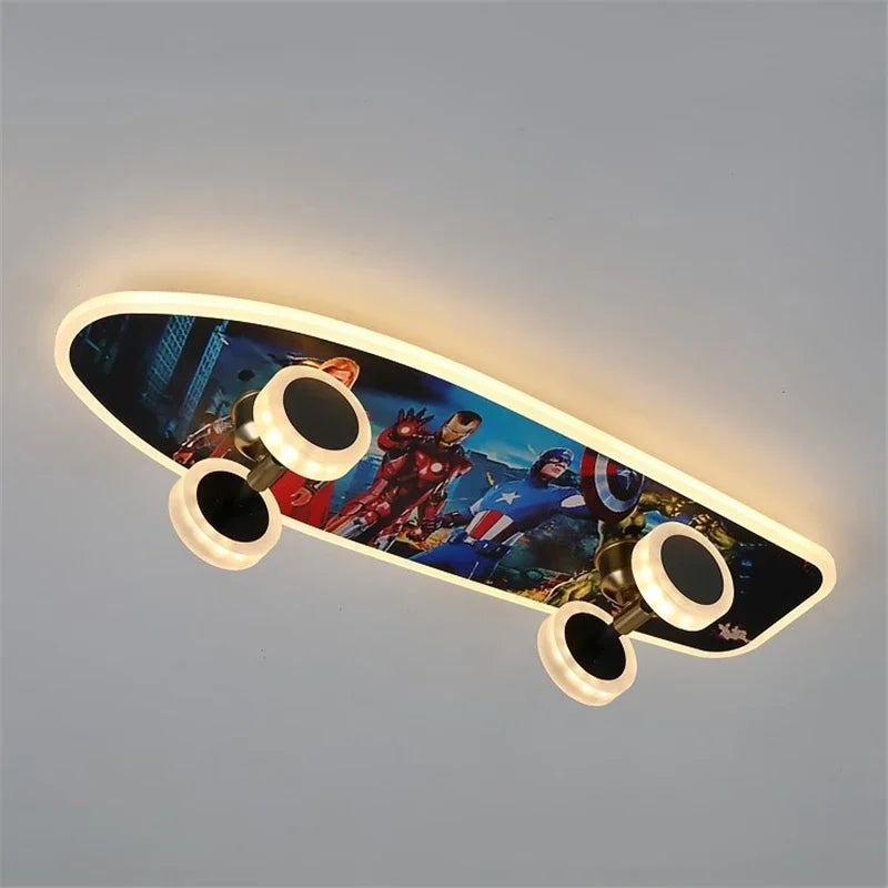 plafonnier créatif en forme de skateboard design moderne pour enfants