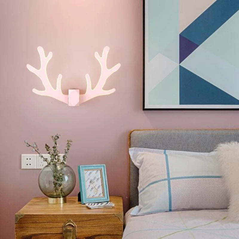 Applique murale tête de Cerf LED dessin animé