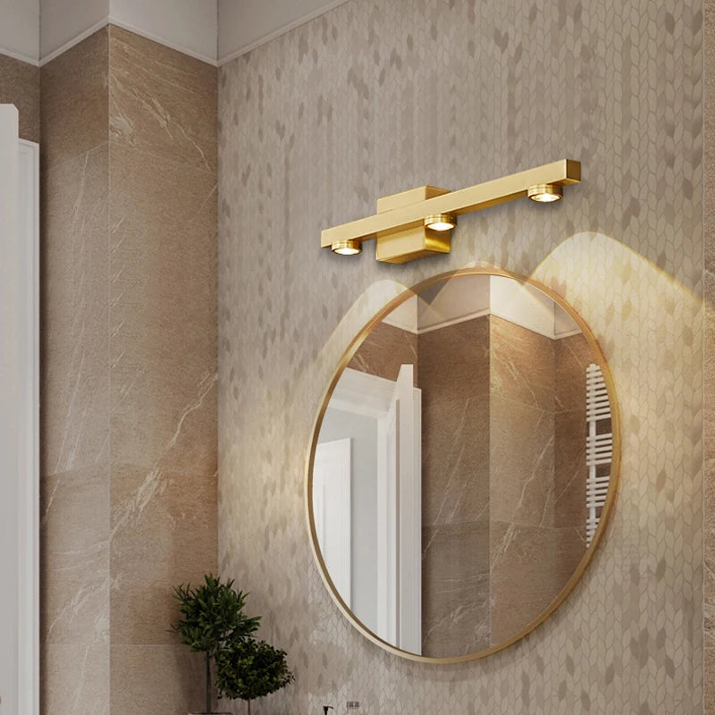 Applique murale moderne miroir LED dorée