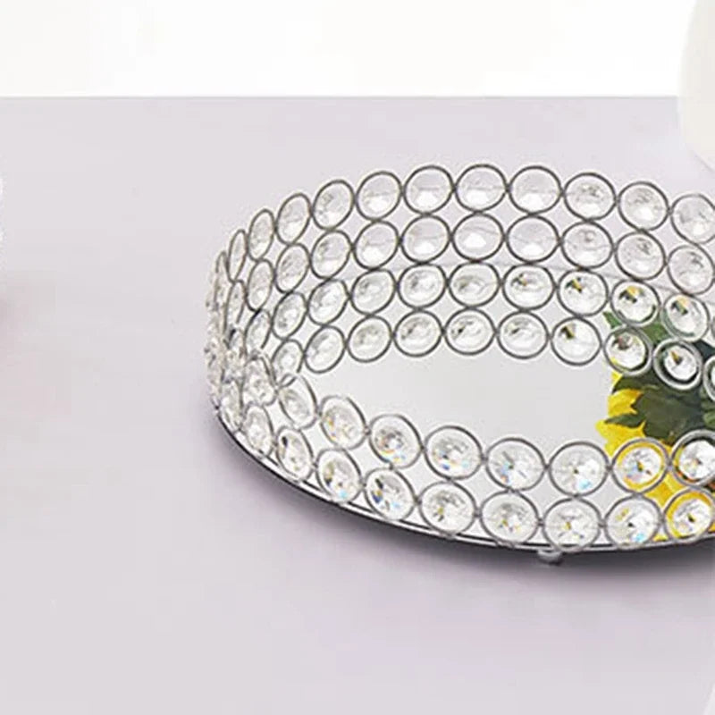 plateau rond en verre pour rangement et décoration