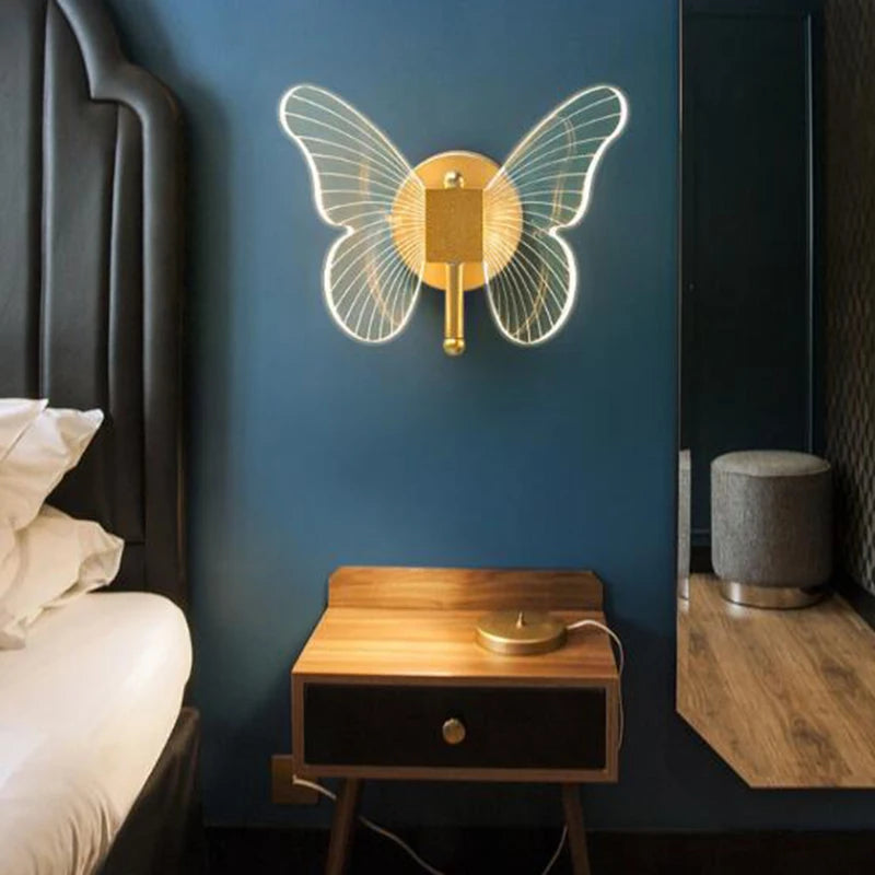 applique murale LED papillon intérieur nordique style cuivre