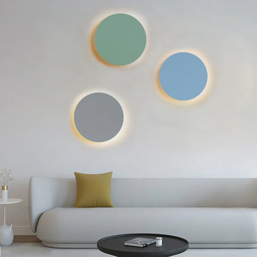 LED minimalisme appliques murales moderne maison salon chambre fond décoration murale coloré circulaire plaque de fer couloir applique murale