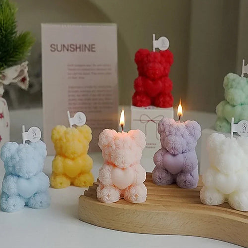 bougie ours en cire de soja parfumée pour détente