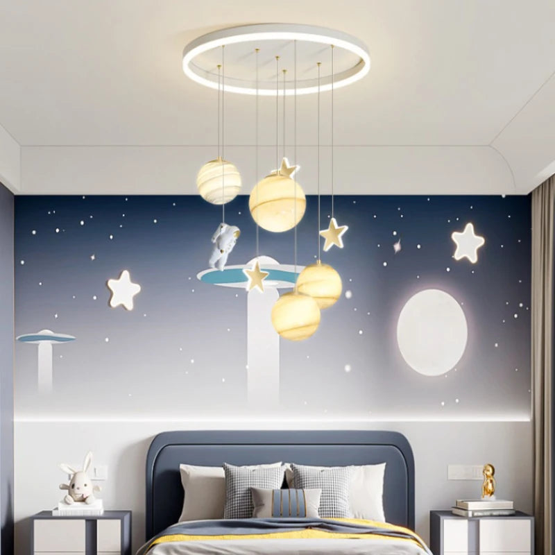 lustre astronautes lumineux pour chambre d'enfant design moderne