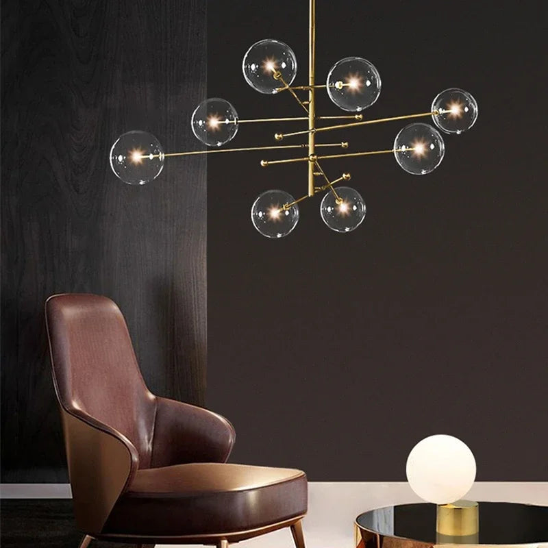 lustre nordique en verre boule pour éclairage décoratif