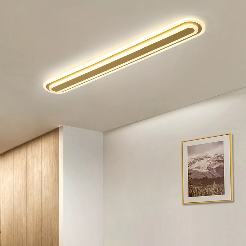 lustre nordique led moderne minimaliste ligne lumineuse allée balcon