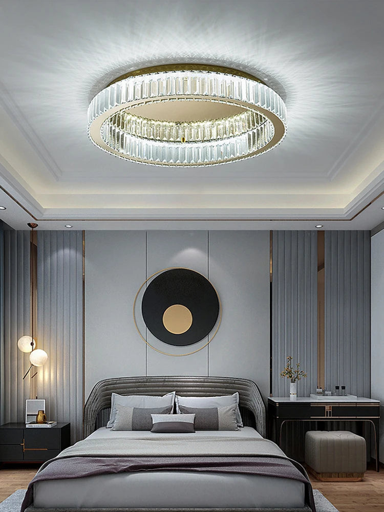 lustre en or et argent avec led dimmable rond
