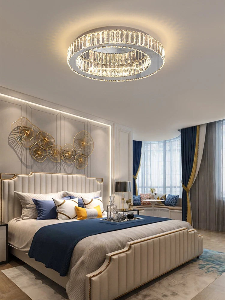 lustre en or et argent avec led dimmable rond
