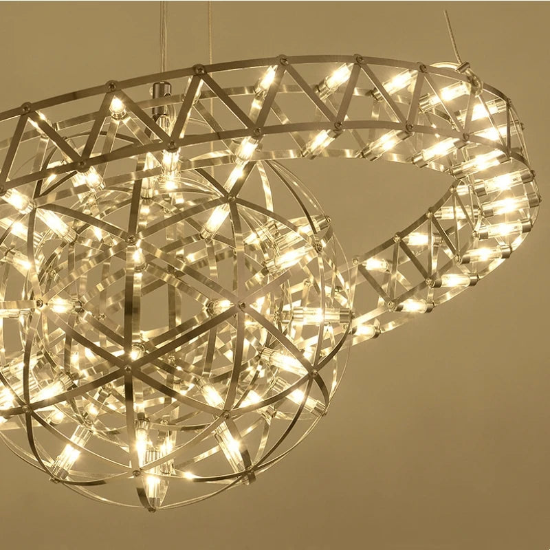 lustre sphérique raimond satellite en acier inoxydable led décor