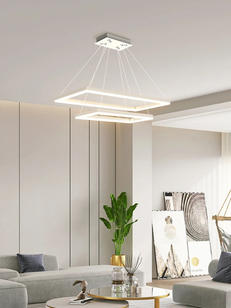lustre led en aluminium fantaisie avec éclairage rectangulaire suspendu