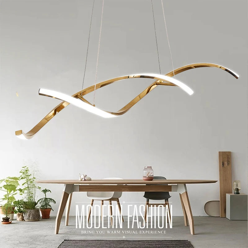 lustre moderne minimaliste en acier inoxydable pour restaurant et bar