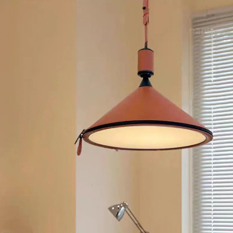 suspension LED en cuir artificiel luminaire décoratif
