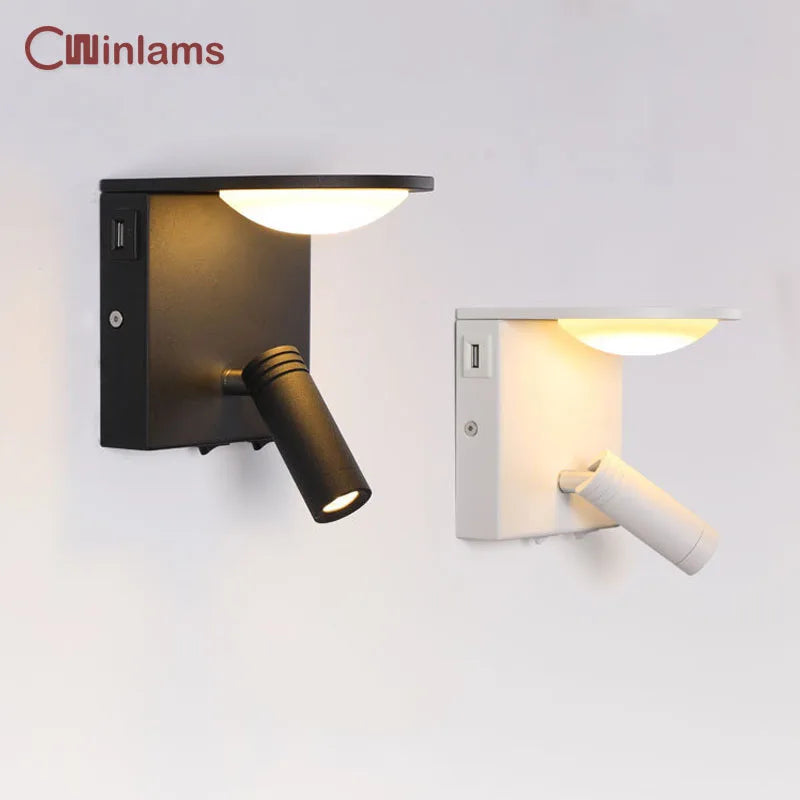 applique murale rotative avec port usb et éclairage nocturne