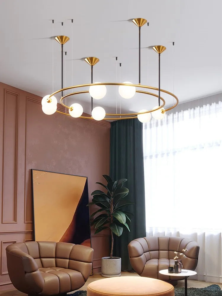lustre moderne créatif orbite planète en verre led décoration café