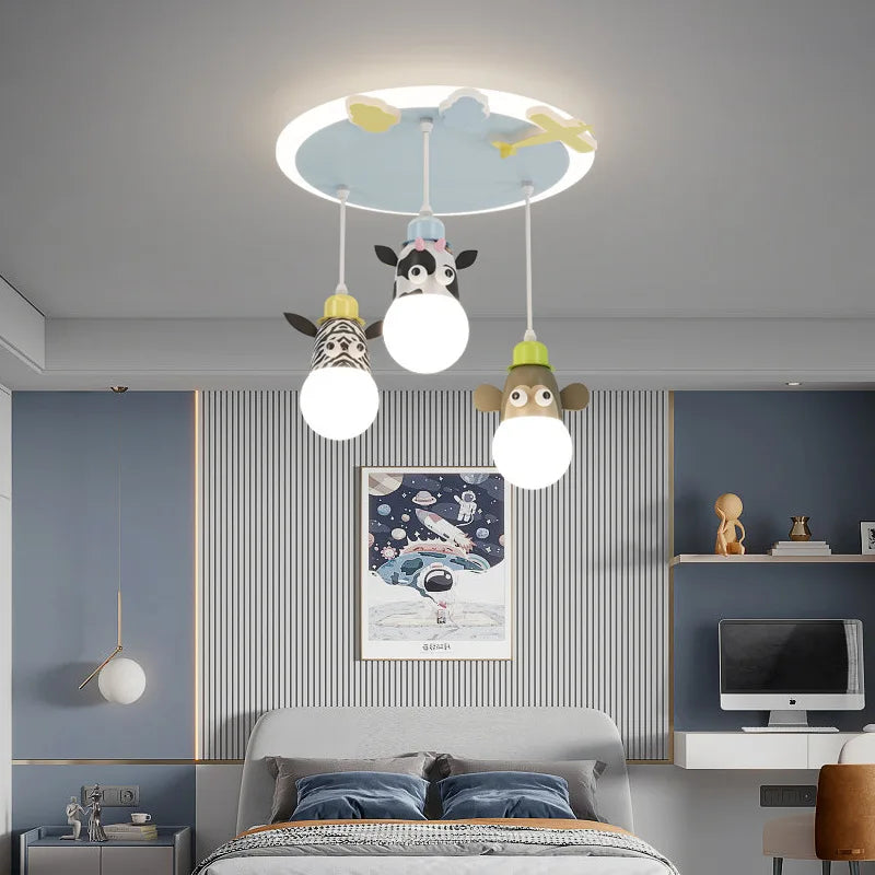 lustre dessin animé animal avec veilleuses nuage pour enfants