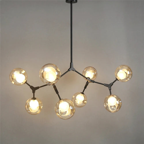 lustre nordique led créatif avec abat-jour multicolore en verre