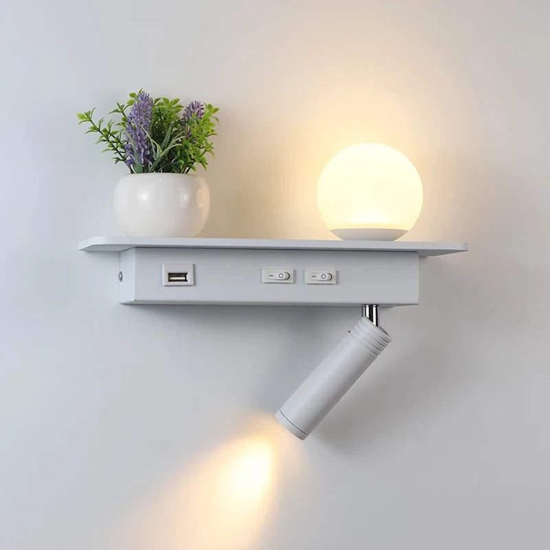 lampe de chevet moderne led avec interrupteur et usb