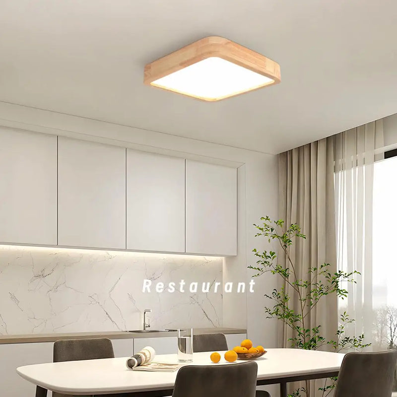 Plafonnier LED en bois Ultra-fin au design nordique moderne