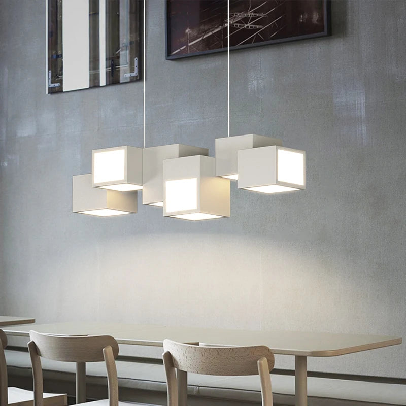 lustre minimaliste post-moderne de luxe avec lampes led géométriques