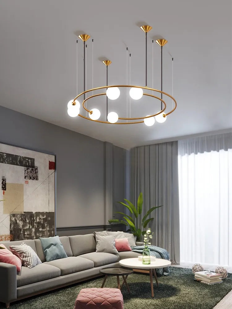 lustre moderne créatif orbite planète en verre led décoration café